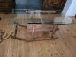Preview: alter Holzschlitten Couchtisch mit Glasplatte