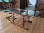 Preview: alter Holzschlitten Couchtisch mit Glasplatte