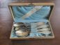 Preview: altes 6er Set Suppenlöffel Alpacca Besteck 21,5 cm mit Etui Jugendstil