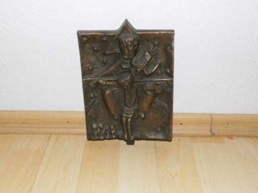 altes Wandbild aus Gusseisen, Jesus am Kreuz
