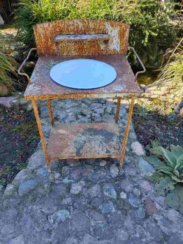 alter Waschtisch um 1890 mit Handtuchhalter, emaille Schale, shabby chic