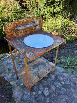 Preview: alter Waschtisch um 1890 mit Handtuchhalter, emaille Schale, shabby chic