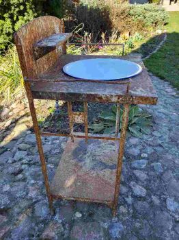 Preview: alter Waschtisch um 1890 mit Handtuchhalter, emaille Schale, shabby chic