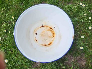 Preview: weiße emaille Schüssel, Waschschüssel, Pflanzschale, Pflanztopf