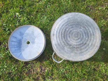 Preview: alter Zinktopf, Einwecktopf, Übertopf, Zinktonne, Pflanzkübel