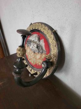 Preview: alter Biedermeier Hutgarderobe Hutständer Huthalter mit Stickerei