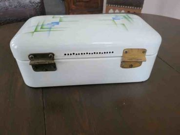 Preview: alter Brotkasten, Brotdose, antik emaille email Aufbewahrung, Deko