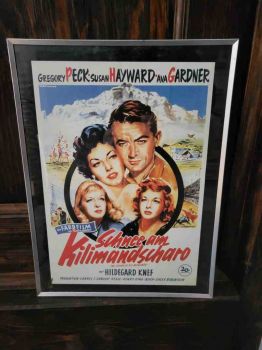 altes Filmplakat in Glasrahmen / Schnee am Kilimandscharo