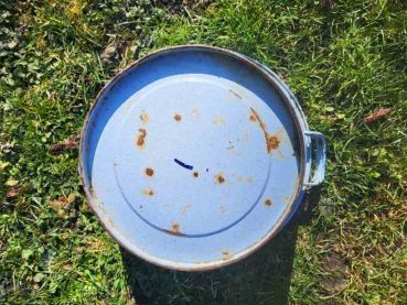 alte emaille Schüssel, Waschschüssel, Pflanzschale, Pflanztopf