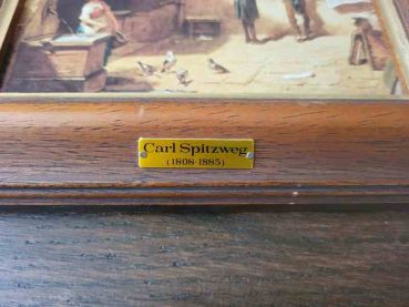 Kunstdruck Carl Spitzweg mit Holzrahmen / Münchener Altstadt