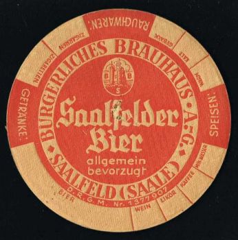 Bürgerliches Brauhaus Saalfeld Bierdeckel