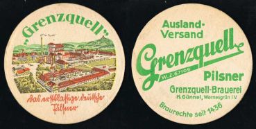 Wernesgrüner - Grenzquell Bierdeckel