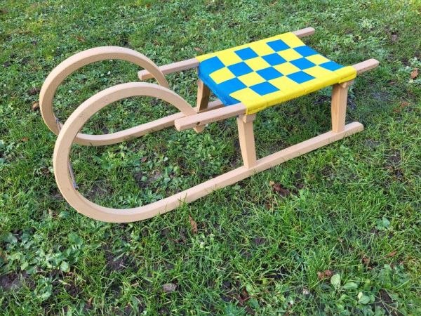 alter Schlitten, Hornschlitten 92 cm lang Holzschlitten