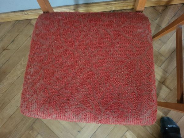 2 alte Polsterstühle aus den 60er 70er Jahren, roter Bezug, Polster