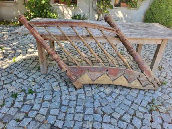 altes Treppengeländer für 5 Stufen, um 1930, Holzgeländer