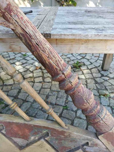 altes Treppengeländer für 5 Stufen, um 1930, Holzgeländer