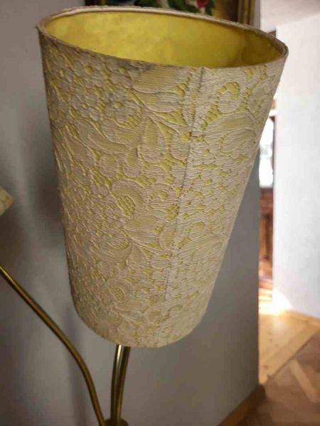 alte Stehlampe aus den 50er Jahren, Tütenlampe, Midcentury Design Messing Rockabilly