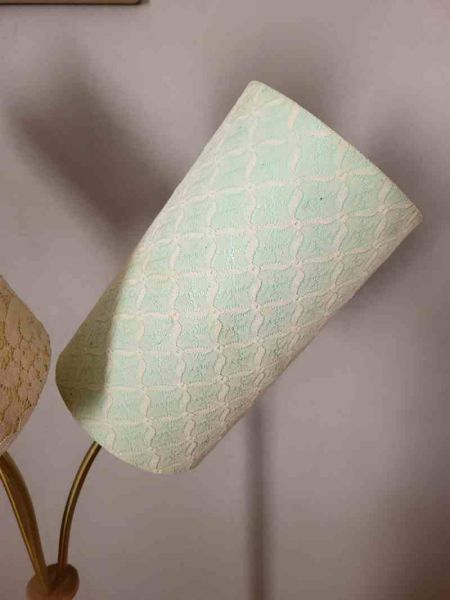 alte Stehlampe aus den 50er Jahren, Tütenlampe, Midcentury Design Messing Rockabilly