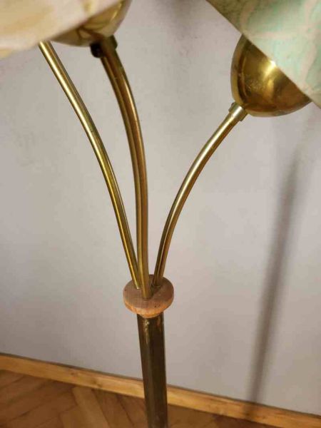 alte Stehlampe aus den 50er Jahren, Tütenlampe, Midcentury Design Messing Rockabilly