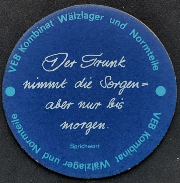 Bierdeckel vom VEB Kombinat Wälzlager und Normteile