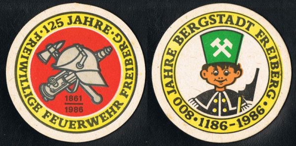 Bierdeckel aus Freiberg / 125 Jahre Feuerwehr