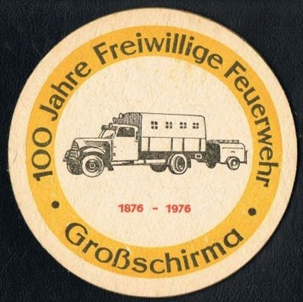 Bierdeckel aus Großschirma / 100 Jahre Feuerwehr