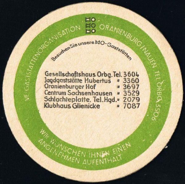 VE Bierdeckel Oranienburg / Nauen