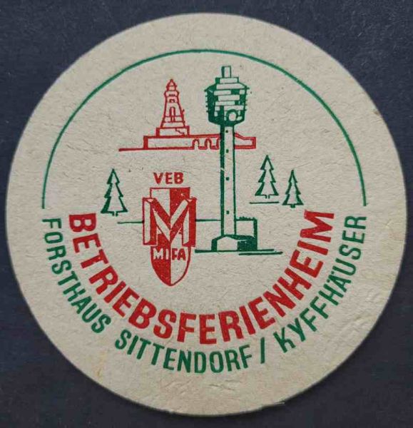 Bierdeckel vom Betriebsferienheim Forsthaus Sittendorf / Kyffhäuser