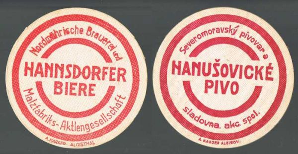 hannsdorfer brauerei vorkriegsbierdeckel vk