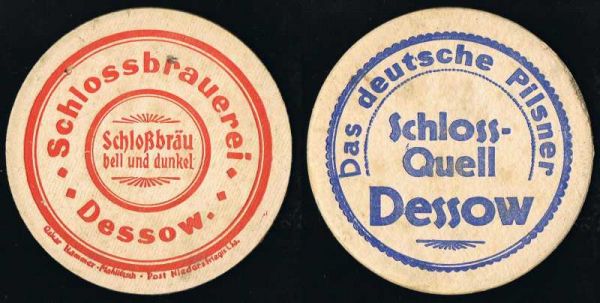 dessow brewery prewar coaster