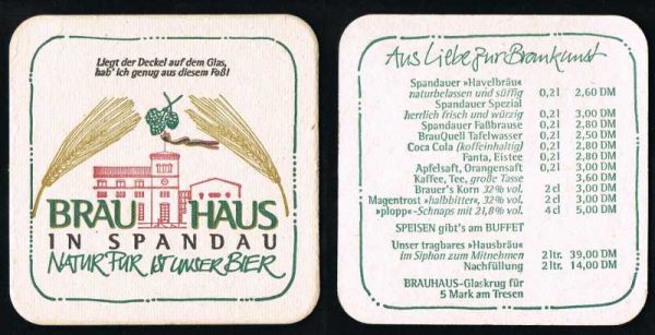 spandau brauerei bierdeckel