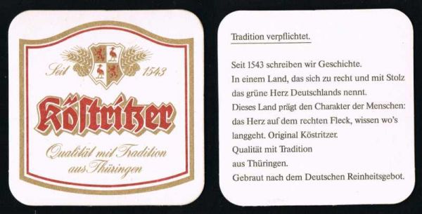köstritzer brewery coaster