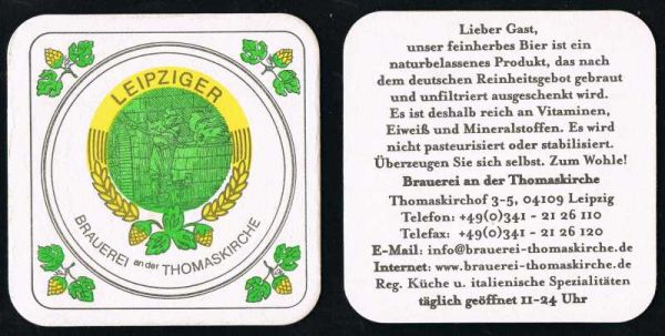 leipziger brewery thomaskirche coaster