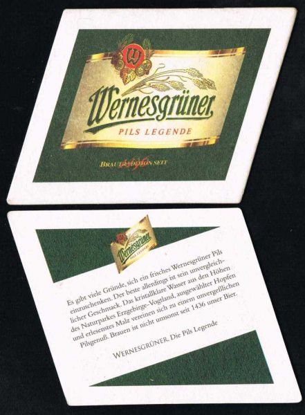 wernesgrüner brauerei bierdeckel
