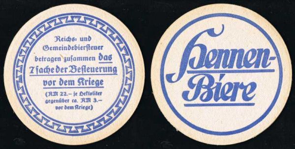 hennenbrauerei vorkriegsbierdeckel vk