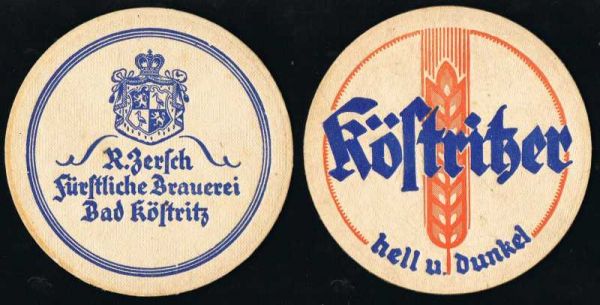 koestritzer brauerei vorkriegsbierdeckel vk