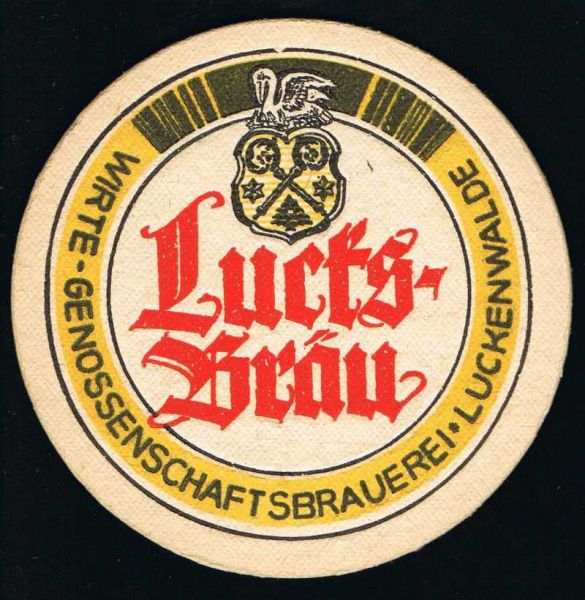 lucks bräu luckenwalder brewery coaster