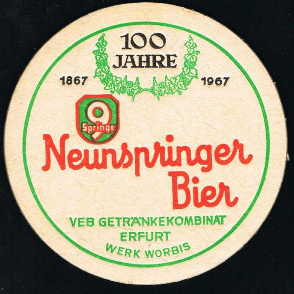 neunspringe worbis brauerei ddr bierdeckel