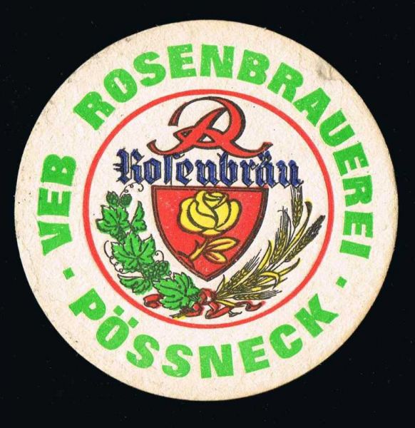 rosenbrauerei pössneck ddr bierdeckel