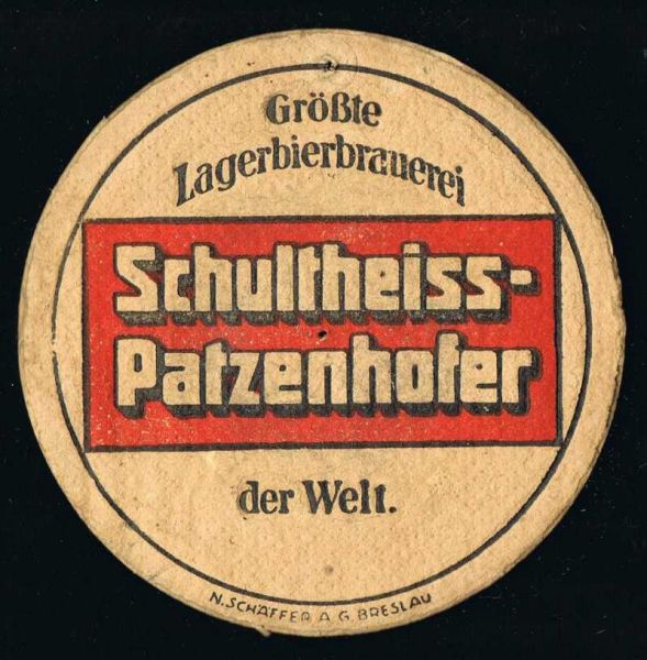 schultheiss patzenhofer brauerei berlin vorkriegsbierdeckel vk