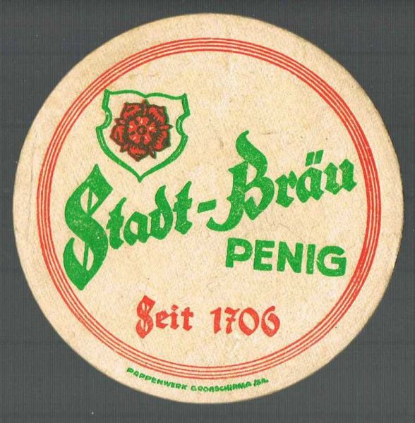stadtbrauerei penig ddr bierdeckel