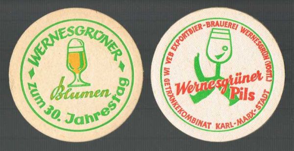 wernesgrüner brauerei ddr bierdeckel