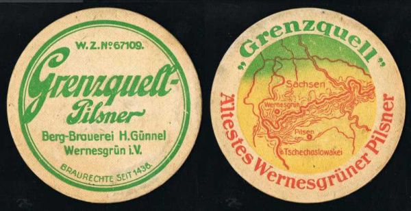 grenzquell brauerei vorkriegsbierdeckel vk