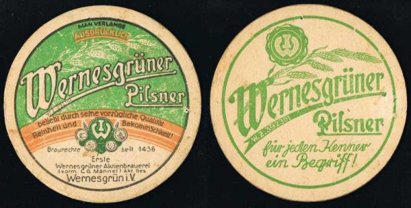 wernesgrüner brauerei vorkriegsbierdeckel vk