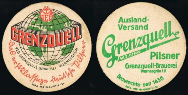 grenzquell wernesgrün brauerei vorkriegsbierdeckel vk